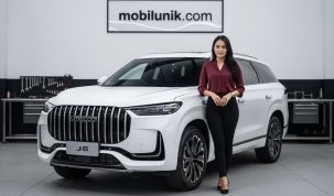 Tampilan depan JAECOO J8 SUV modern dengan lampu LED
