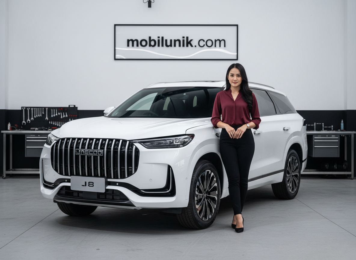 Tampilan depan JAECOO J8 SUV modern dengan lampu LED